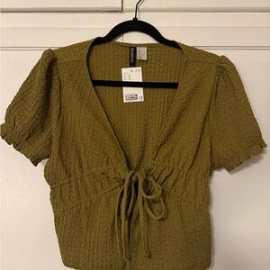 H&M Textured Tie-Front Blouse